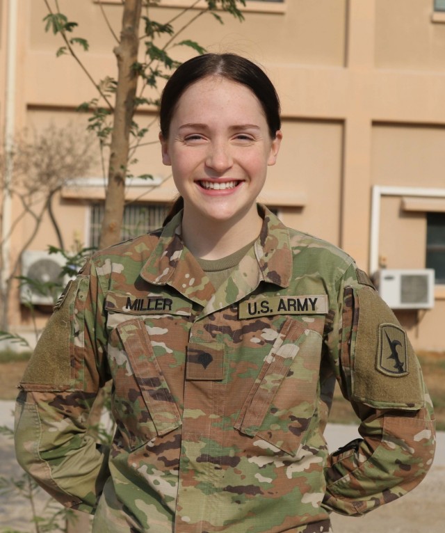 Spc. Morgan Miller, a University of Nebraska incoming first-year student and member of the Nebraska National Guard's 734th Combat Sustainment Support Battalion, is current deployed to Camp As Sayliyah, Qatar, where she is assigned to the Afghan...