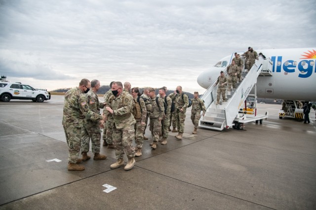 The West Virginia National Guard welcomed home 120 Soldiers from the 111th Engineer Brigade deployed since late February 2021 to the Middle East in a homecoming ceremony at McLaughlin Air National Guard Base, Charleston, West Virginia, Dec. 11,...