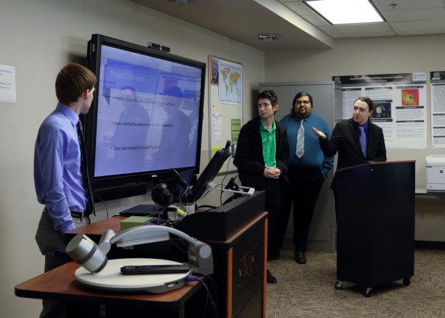 Members of the augmented reality team presented their project to the capstone class and USACE Tulsa innovations members for their fall classwork at Southwestern Oklahoma State University.  Students in the program receive real world work experience...