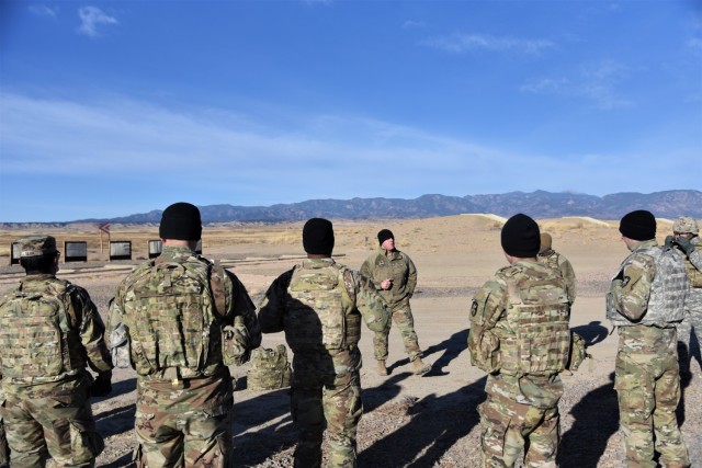Staff Sgt. Arend Aldrich, 4th Space Company, Detachment 5, noncommissioned officer in charge, conducts a safety briefing on the qualification of the M249 Squad Automatic Weapon, or “SAW” for short – the standard light machine gun of the Army...