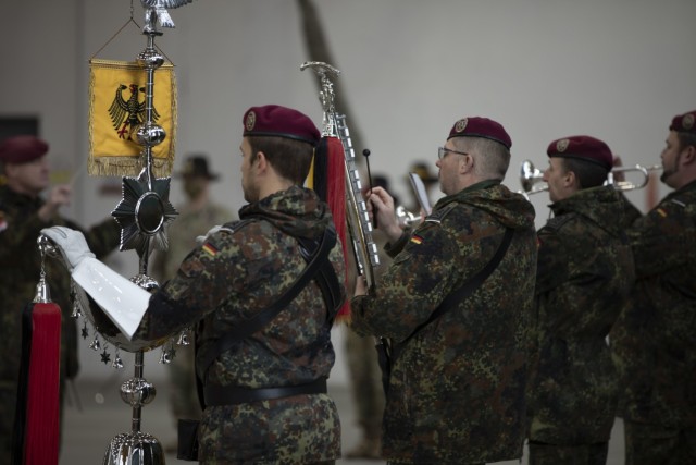 The 1st Combat Aviation Brigade (1CAB), 1st Infantry Division officially cased its colors as they handed over the aviation component of Atlantic Resolve to 1st Air Cavalry Brigade (1ACB), 1st Cavalry Division in an official ceremony held at...