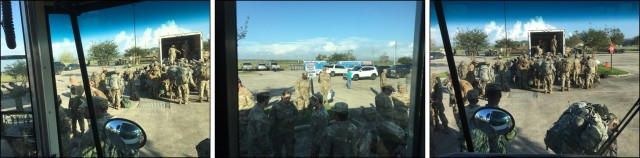 Members of Logistics Readiness Center-Polk, Louisiana, assist in bringing 46th Engineer Battalion Soldiers home after the battalion spent several weeks providing relief efforts to the region in the aftermath of Hurricane Ida. (Photo by LTC Michael...