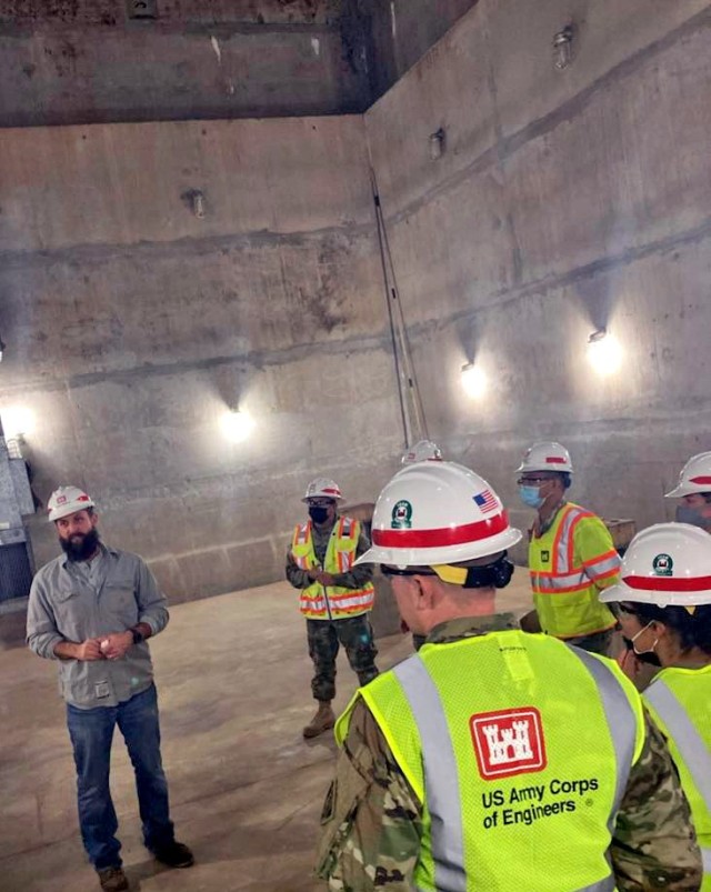 Zachary Henshall, Tulsa District power plant mechanic spoke to attendees of the District Officers Introductory Course during their visit to Robert S Kerry lock and dam on the Arkansas river.  Students in the class learned the district's navigation...
