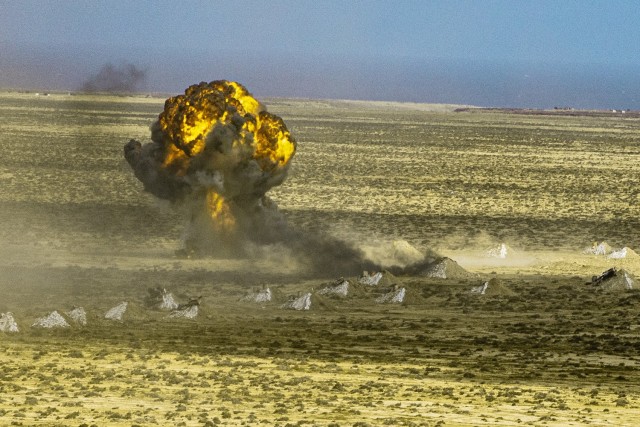 A target detonates after being struck by tank rounds from a Royal Moroccan Armed Forces M1A1 Abrams tank during a combined arms live-fire exercise closing African Lion 2021 at the Tan Tan Training Area, Morocco, June 18, 2021.

African Lion is U.S. Africa Command’s largest, premier, joint, annual exercise hosted by Morocco, Tunisia and Senegal, 7-18 June. More than 7,000 participants from nine nations and NATO train together with a focus on enhancing readiness for U.S. and partner nation forces. AL21 is a multi-domain, multi-component, and multi-national exercise, which employs a full array of mission capabilities with the goal to strengthen interoperability among participants. 
