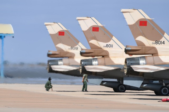 Three Moroccan F-16’s prepare to take off at Ben Guerir Air Base, Morocco, 17 June 2021 during Exercise African Lion 2021. By training together, the U.S. military and it’s partners get the repetitions they need to fight and win together on the modern day battlefield.

African Lion is AFRICOM’s largest, premier, joint, annual exercise hosted by Morocco, Tunisia and Senegal, 7-18 June. More than 7,000 participants from nine nations and NATO train together with a focus on enhancing readiness for U.S. and partner nation forces. AL21 is a multi-domain, multi-component, and multi-national exercise, which employs a full array of mission capabilities with the goal to strengthen interoperability among participants. 