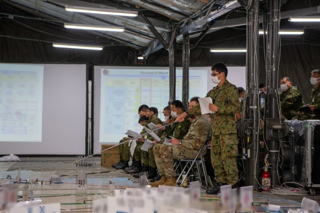 U.S. Army Soldiers with the 25th Infantry Division and the Japanese Ground Self Defense Force Middle Army take part in a bilateral combined arms rehearsal during Yama Sakura 81. Yama Sakura 81 is the largest U.S.-Japan bilateral and joint command post exercise which enables participants to work as dedicated partners in support of the U.S.-Japan security alliance and for continued peace and stability in the Indo-Pacific. 