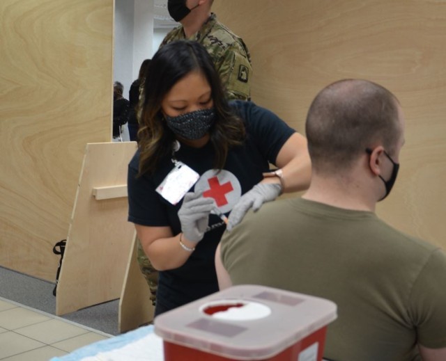 WIESBADEN, Germany—More Soldiers and civilians received their second COVID vaccine at the Hainerberg Bookmart Feb. 24, 2021.
...