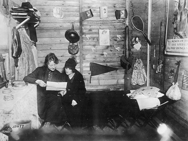 Alice Raymonde and Louise Le Breton in the Signal Corps Barracks at Neufchateau