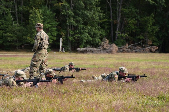 Cadets from WPI performing small arms weapons training. 