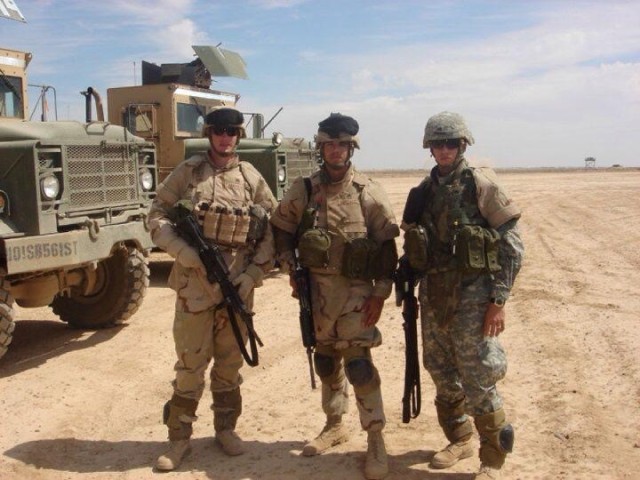 Gonzalez and two other Soldiers pictured on deployment in Iraq