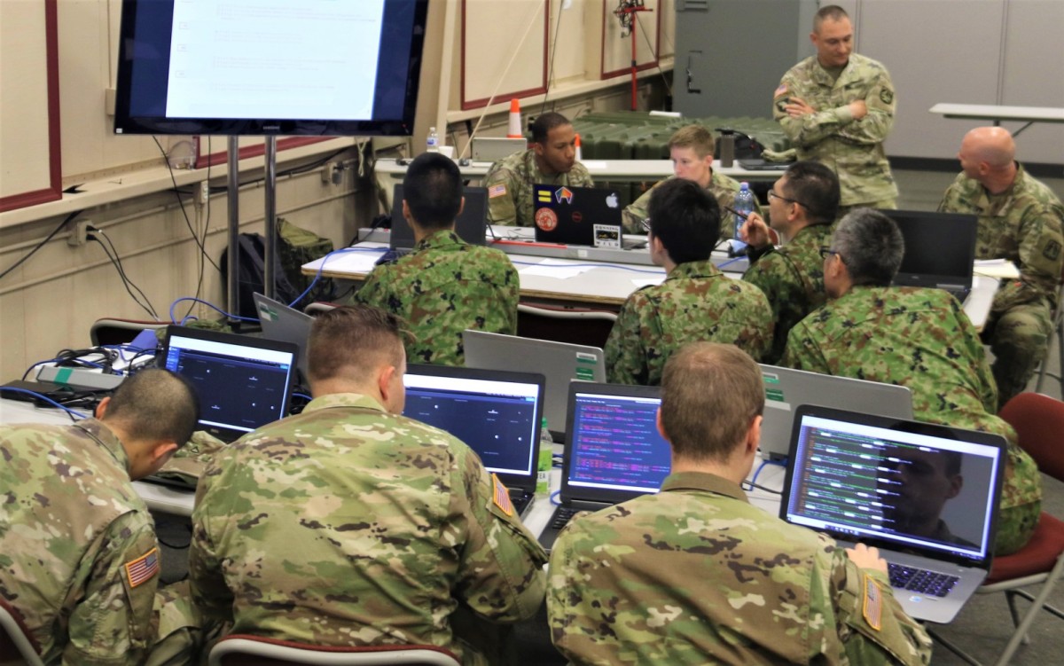 U.S. Army Soldiers trained closely with members of the Japanese Ground Self-Defense Force, or JGSDF, during Cyber Blitz 2019 to conduct bilateral defensive cyber operations, or DCO, in defense of critical infrastructure. Co-led by the U.S. Army Combat Capabilities Development Command’s C5ISR Center and the U.S. Army Training and Doctrine Command’s Cyber Center of Excellence, Cyber Blitz is an experiment that informs the Army regarding how to perform evolving Cyber Electromagnetic Activities, or CEMA, across the full spectrum of operations. Cyber Blitz 19 ran Sept. 4-22 at Joint Base McGuire-Dix-Lakehurst, NJ and was executed in conjunction with U.S. Army Pacific’s Orient Shield Exercise in Japan. This marked the first time that the Army combined field based experimentation with an Army service component command tier 1 exercise. The experiment/exercise pairing gave more than 30 organizations from across the Army, Navy, Air Force and JGSDF a realistic first look at how the Intelligence, Information Cyber, Electronic Warfare and Space, or I2CEWS, formation could fight and win as part of a Multi-Domain Task Force.
