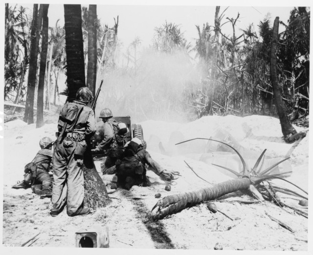 7th. Inf. Div. anti-tank gun on Kwajalein Atoll during Operation Flintlock, Jan. 31 - Feb. 4, 1944. 
