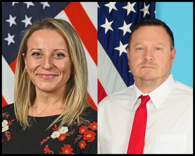 Michela Martinello, USAG Italy, and Darren Dame, USAG Bavaria, are recipients in the senior civilian category of the annual U.S. Army Europe and Africa Frederick E. Vollrath Human Resources Award for Excellence.