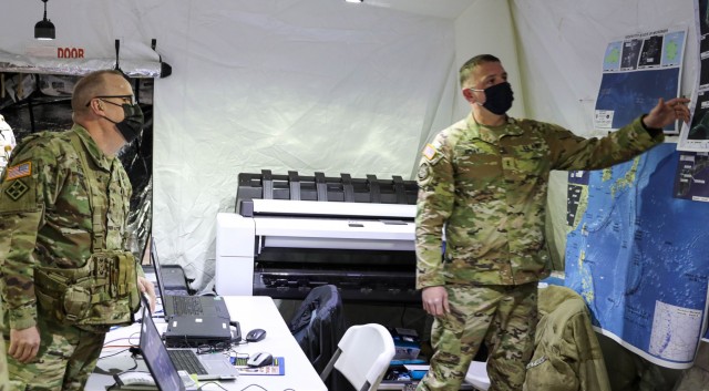 412th TEC Commander briefed Geospatial capability at Keen Edge 22 - Fort Knox