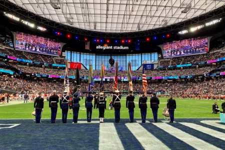 Joint Armed Forces Color Guard presents Colors at Super Bowl LVII