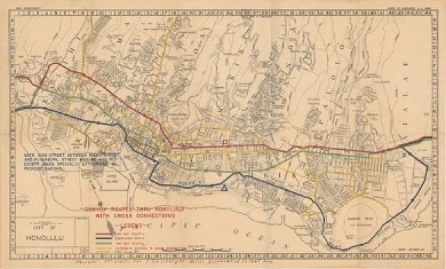 Map of Oahu, circa 1944.