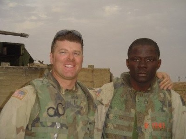 Then-1st Lt. James &#34;Jimmy&#34; Ryan, left, poses with Sgt. 1st Class Alwyn Cashe during their deployment to Forward Operating Base McKenzie in Samarra, Iraq. Ryan served as a platoon leader in Company A, 1st Battalion, 15th Infantry Regiment, where Cashe was his platoon sergeant.