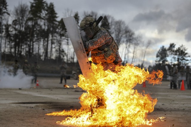 Fighting Fear with Fire: Kentucky Army National Guard Soldiers combat fire during riot control training in Germany