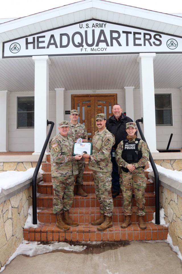 79th MP Soldier supporting OAW flies special flag for Chicago Police Memorial Foundation
