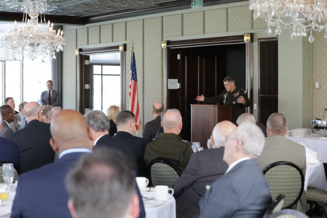 Lt. Gen. Donnie Walker, Redstone Arsenal senior commander, speaks to a members of the Alabama Military Stability Foundation.