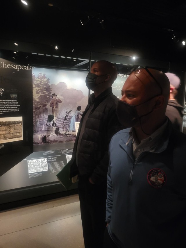 Members of the Joint Task Force-National Capital Region/U.S. Army Military District of Washington staff visit the National Museum of African American History and Culture in Washington, D.C., during Black History Month, February, 24, 2022.