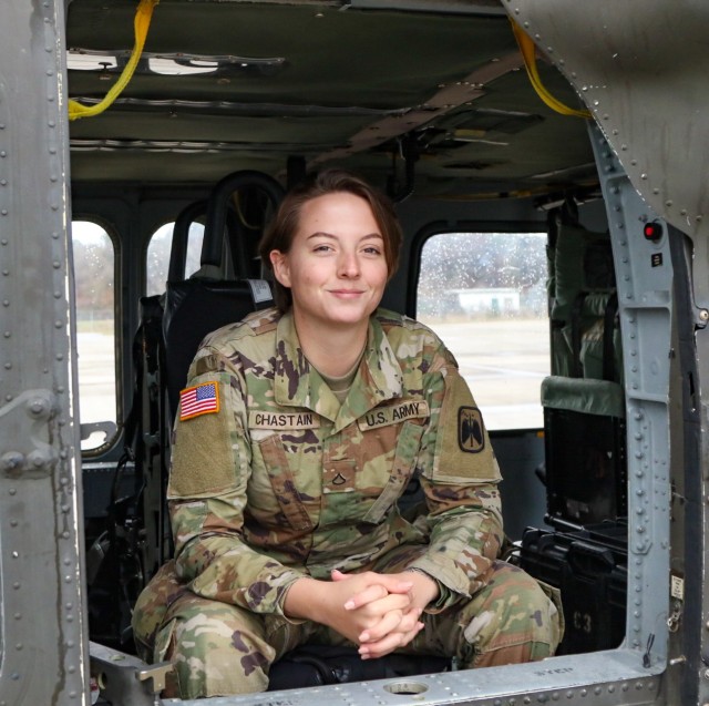 Pfc. Kimberly Chastain is a UH-60 Helicopter Repairer from Keene, Texas, assigned to Delta Company, 2-158 Assault Helicopter Battalion, 16th Combat Aviation Brigade at Joint Base Lewis-McChord, Wash.