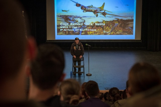 WWII B-17 pilot speaks to ROTC cadets