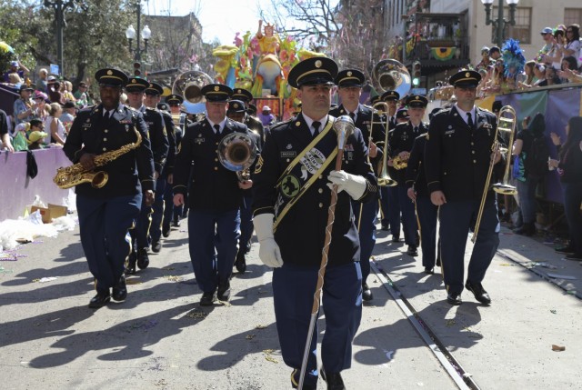313th Army Band performs during the 2022 Rex Parade