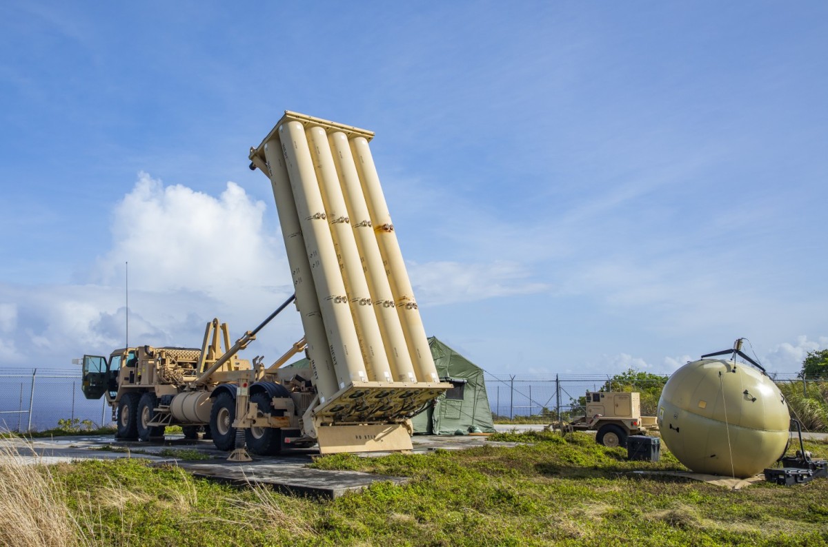 A THAAD launcher and Transportable Tactical Command Communications (T2C2) node emplaced at Rota International Airport at Rota, CNMI