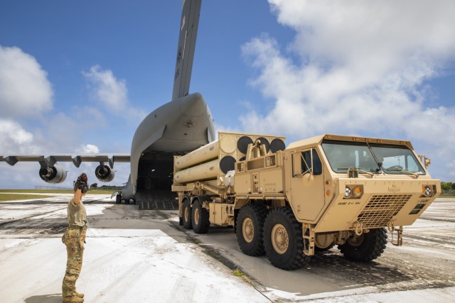 THAAD Launcher offloading from C-17