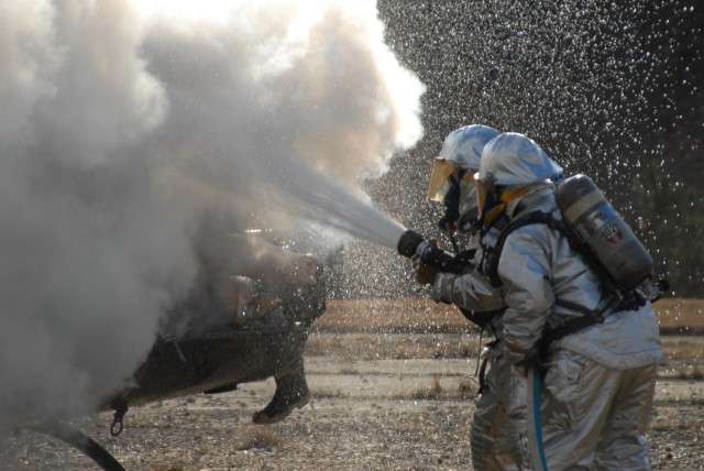 Firefighters train to extinguish aircraft fires