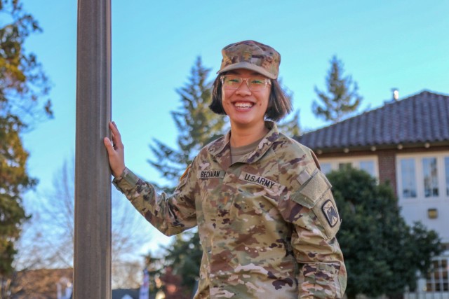 2nd Lt. Annie Beckman is a Signal Officer from Ann Arbor, Mich., assigned to Charlie Company, 46th Aviation Support Battalion, 16th Combat Aviation Brigade at Joint Base Lewis-McChord, Wash.