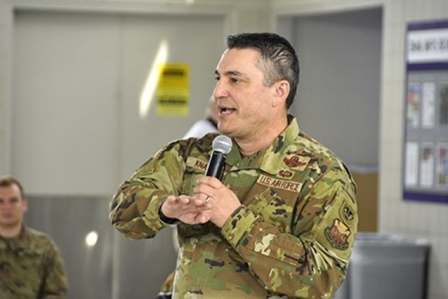Maj. Gen. Paul Knapp, Wisconsin’s adjutant general, speaks during a March 10 ceremony at Joint Force Headquarters in Madison, Wis., marking the two-year COVID-19 response effort. The pandemic accounts for the longest continuous active domestic...