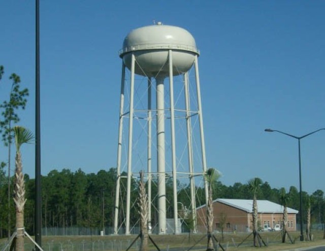 This is a 250,000 gallon storage tank for the Lower Floridan aquifer well located in the 2nd Infantry Brigade Combat Team area on Fort Stewart.  This is one of several tanks tied to a loop system, meaning the tank can be supplied by any of the wells on Fort Stewart.  