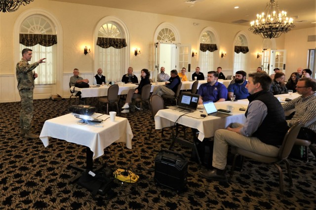 Fort Knox Garrison Commander Col. Lance O’Bryan addresses University of Kentucky staff and students March 16, 2022 about the installation Energy Program.