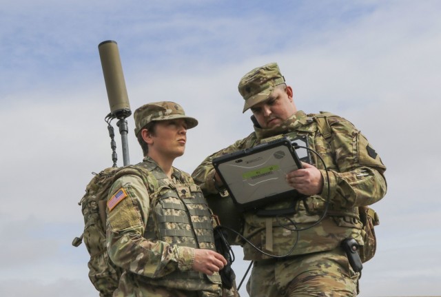 Pa. Guardsmen train March 17, 2022, at Fort Indiantown Gap, Pa., on the new Tactical Dismounted Electronic Warfare and Signals Intelligence (TDEWS) system, which filled a major gap in the training of Soldiers in the intelligence Military...