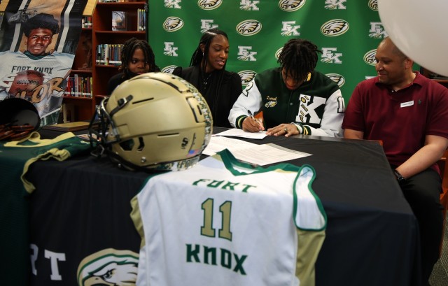 Fort Knox Middle High School football player signs letter of intent with Campbellsville