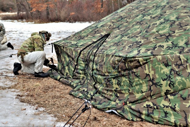 Soldiers, Airmen learn to build Arctic tents during CWOC training at Fort McCoy