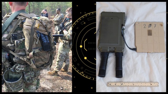 A U.S. Army Soldier carries the Soldier Wearable Power Generator prototype in his backpack.