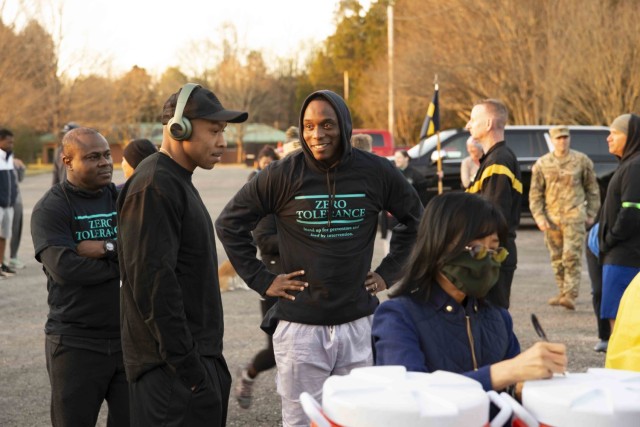 Redstone Arsenal personnel and Family members participated in an early morning 5K run and one mile walk in honor of Sexual Assault and Awareness and Child Abuse Prevention Month April 1, 2022, on the installation.
