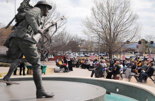 More than 250 Vietnam veterans, family members and other attendees listen to remarks made by Lt. Gen. Donnie Walker, Army Materiel Command deputy commanding general and Redstone Arsenal senior commander, at the 10th annual Vietnam Veterans Day Celebration at the Huntsville-Madison County Veterans Memorial March 29, hosted by Vietnam Veterans of America Chapter 1067.