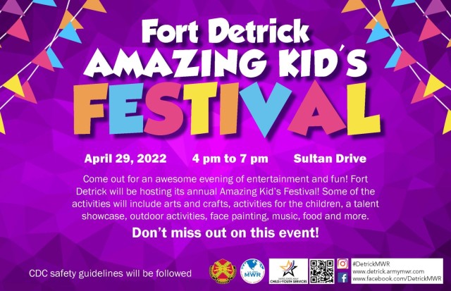 Fort Detrick is hosting the Amazing Kid&#39;s Festival April 29, from 4-7 p.m., as part of it&#39;s month-long celebration of the military child.