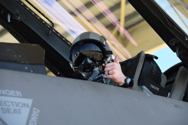 ROTC cadets fly in backseat of F-16s from the 113th Wing, D.C. Air National Guard