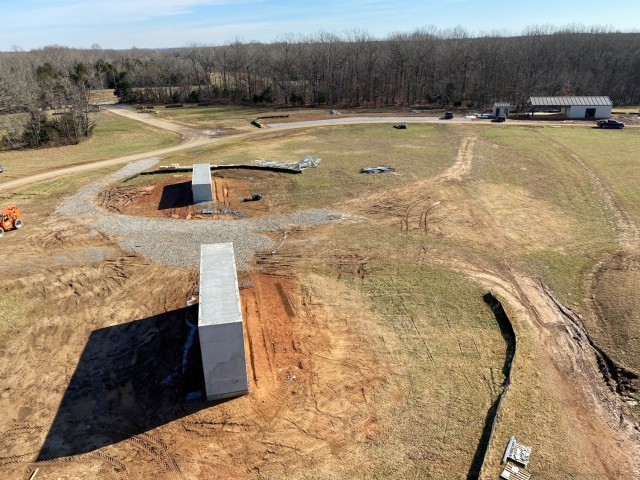 Elevated platforms for helicopter training under construction at Fort Campbell