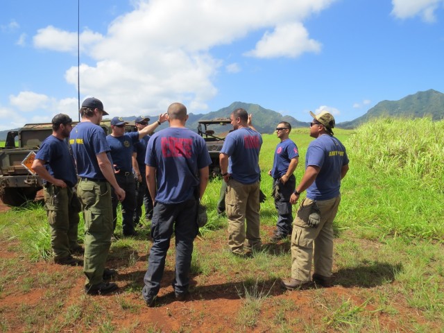 SCHOFIELD BARRACKS, Hawaii – Army Wildland firefighters discuss preparations for the 2017 prescribed burn, here. 
