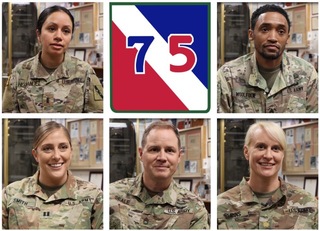 Photos of 75th Innovation Command Soldiers in uniform.