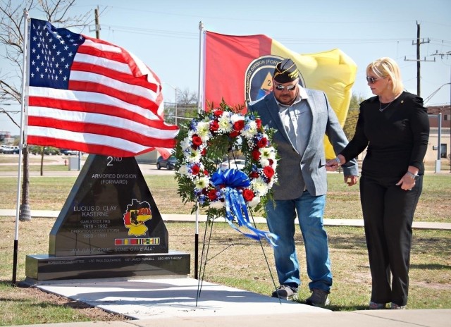 The 2nd Armored Division (Forward) Association hosts a monument dedication ceremony at Fort Hood