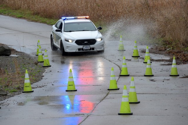 An officer navigates the emergency vehicle operator course during the second annual Fort Knox Top Cop Competition April 21, 2022.