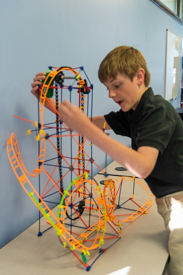 Josh Major checks out a K’Nex rollercoaster at the Youth Center.
