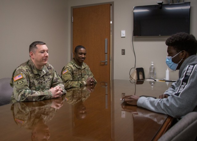 Soldiers from the 804th sat down with Jordan to tell him about the Army Reserve.
